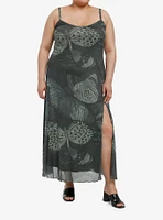 Thorn & Fable Green Butterfly Slit Maxi Dress Plus