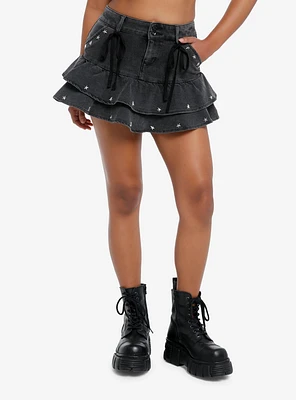 Social Collision Star Stud Ribbon Mini Skirt