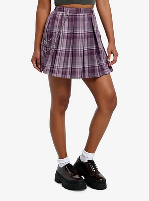 Thorn & Fable Purple Plaid Pleated Skirt