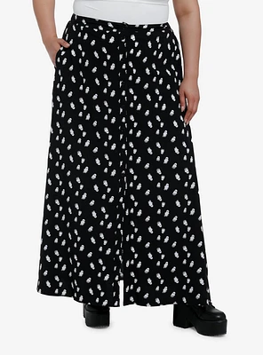 Thorn & Fable Black White Ghost Maxi Skirt Plus