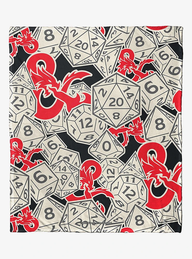 Dungeons & Dragons Logo Dice Silk Touch Throw Blanket