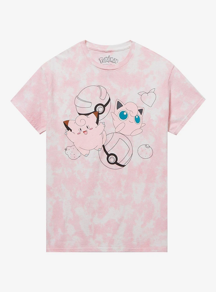 Pokemon Clefairy & Jigglypuff Pink Wash Boyfriend Fit Girls T-Shirt