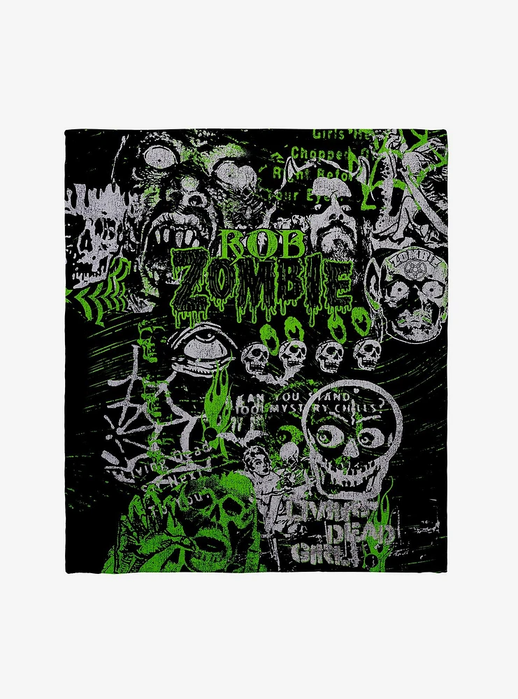 Rob Zombie Graffiti Art Throw Blanket