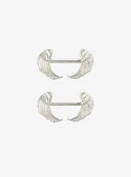 14G Steel Silver Wings Nipple Barbell 2 Pack