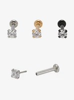 16G Steel Basic Metal CZ Labret Stud 3 Pack