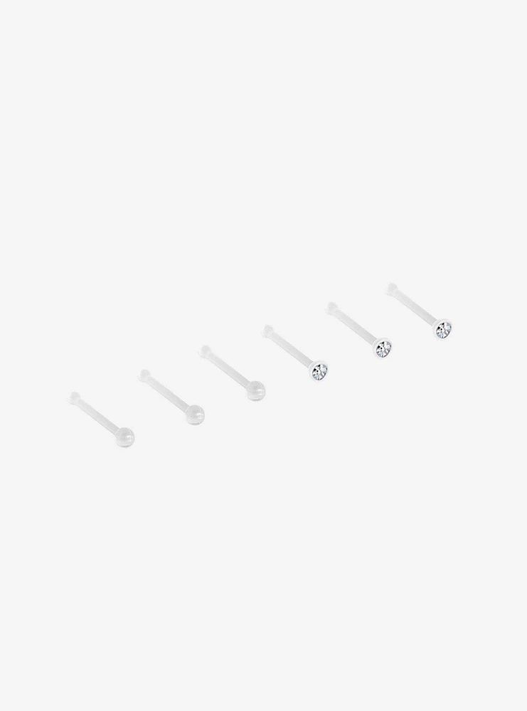 Silicone CZ Nose Stud 6 Pack