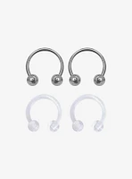 Steel Silver Basic Circular Barbell & Retainer 4 Pack