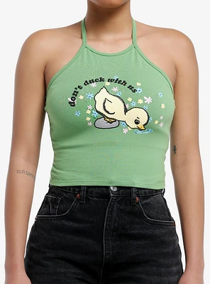 Sweet Society Don't Duck With Us Green Girls Halter Top
