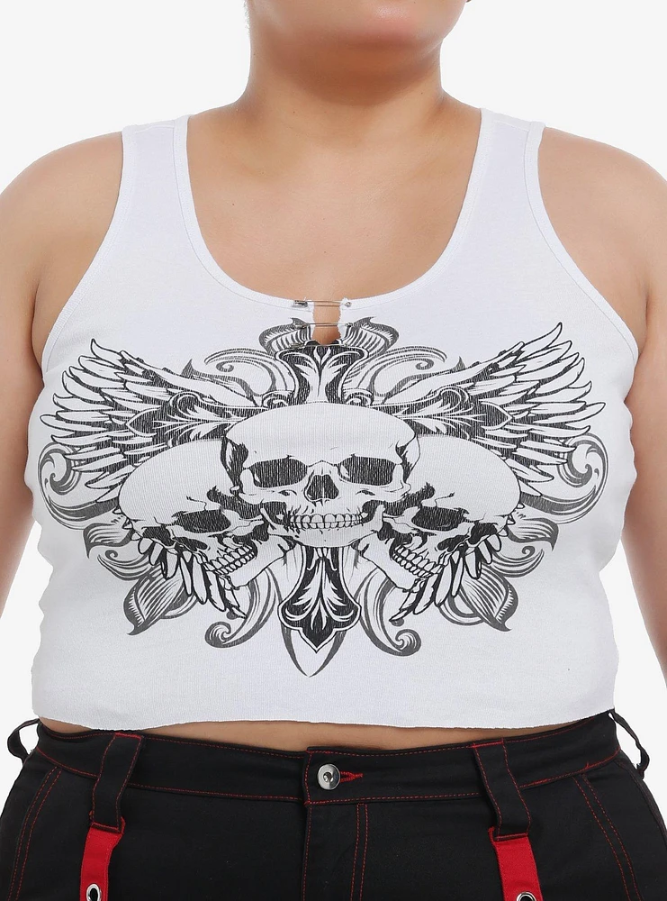 Social Collision Winged Skulls Crop Girls Racerback Tank Top Plus