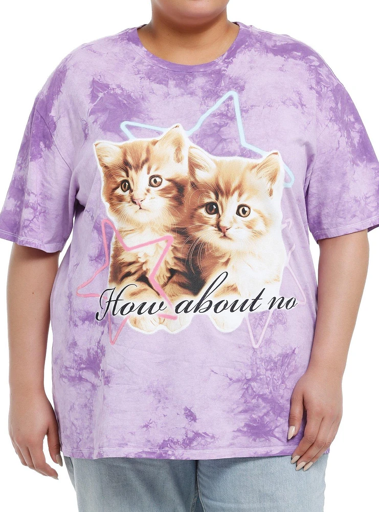 Sweet Society Cats How About No Girls Tie-Dye Oversized T-Shirt Plus