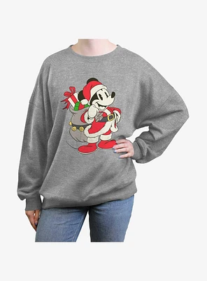 Disney Mickey Mouse Santa Claus Ready To Go Girls Oversized Sweatshirt