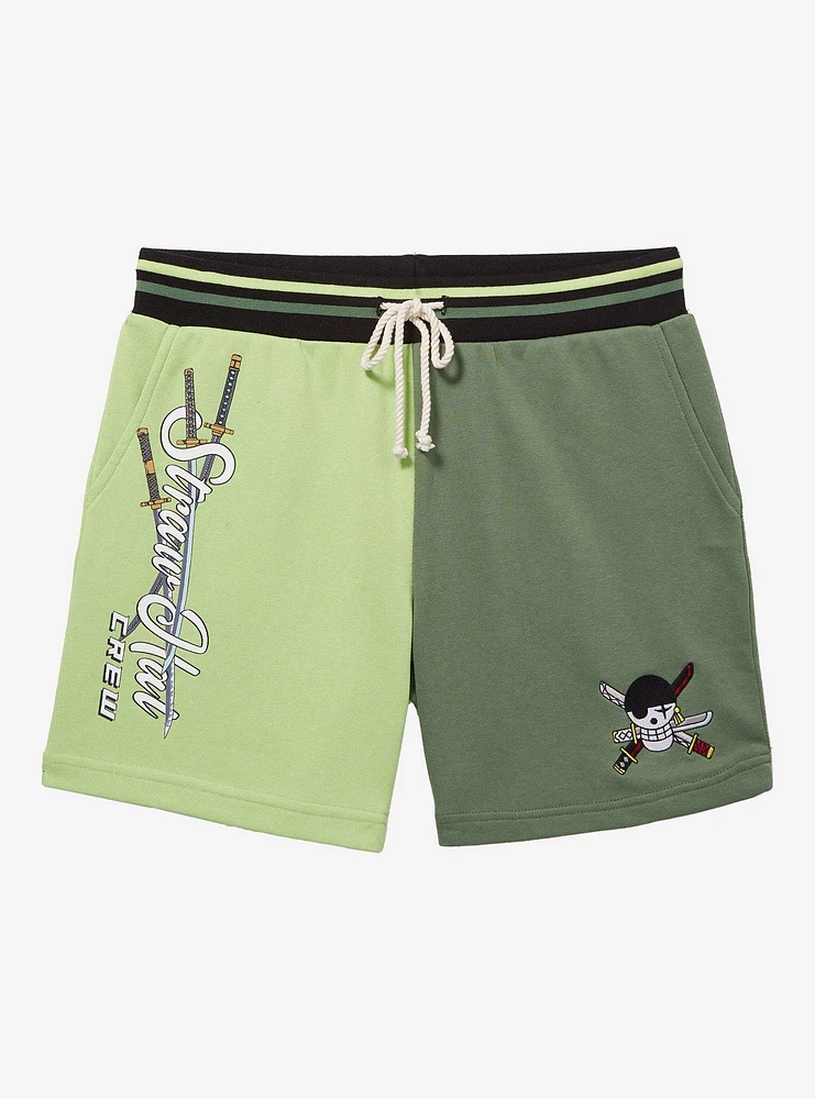 One Piece Zoro Straw Hat Crew Split Color Shorts — BoxLunch Exclusive