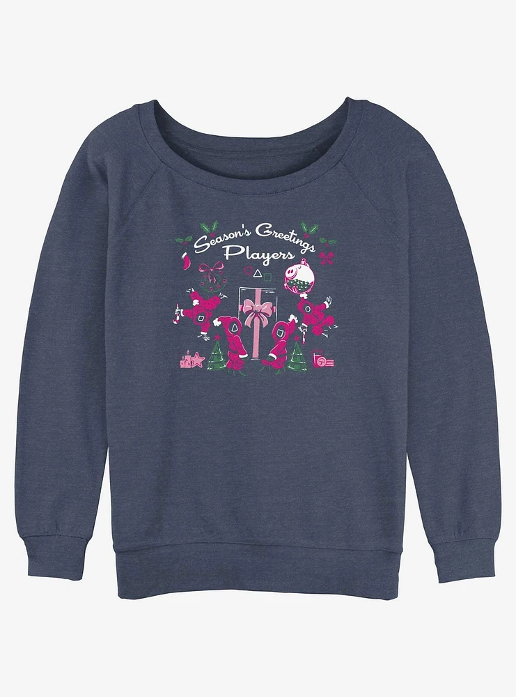 Squid Game Season's Greetings Players Girls Slouchy Sweatshirt