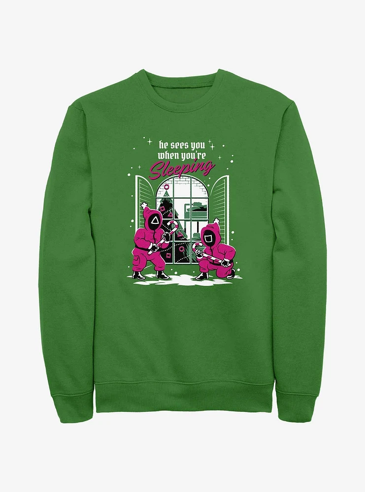 Squid Game All Seeing Pink Soldiers Christmas Sweatshirt