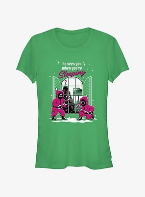 Squid Game All Seeing Pink Soldiers Christmas Girls T-Shirt