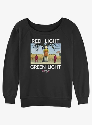Squid Game Red Light Green Girls Slouchy Sweatshirt