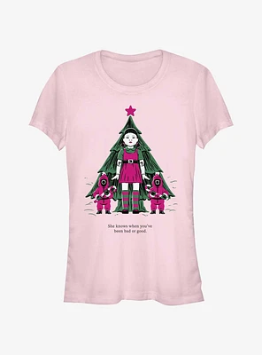 Squid Game Christmas Young-Hee Doll Knows Girls T-Shirt