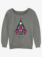 Squid Game Christmas Young-Hee Doll Knows Girls Slouchy Sweatshirt