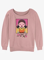 Squid Game Neon Young-Hee Doll Girls Slouchy Sweatshirt