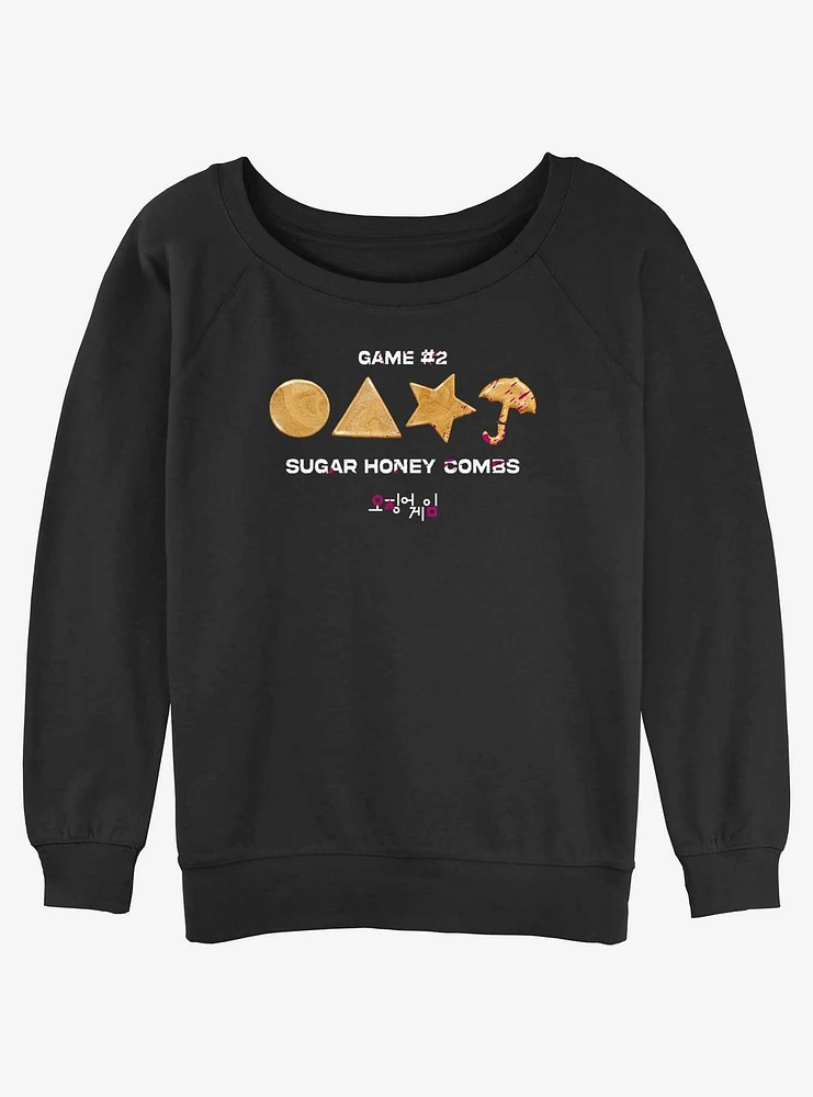 Squid Game Blood Spatter Honey Comb Girls Slouchy Sweatshirt