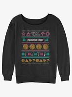 Squid Game Choose One Dalgona Cookie Ugly Christmas Girls Slouchy Sweatshirt