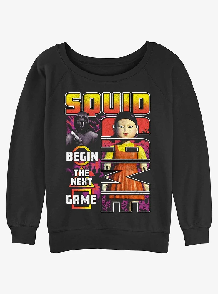 Squid Game Masked Man and Young-Hee Doll Star The Next Girls Slouchy Sweatshirt