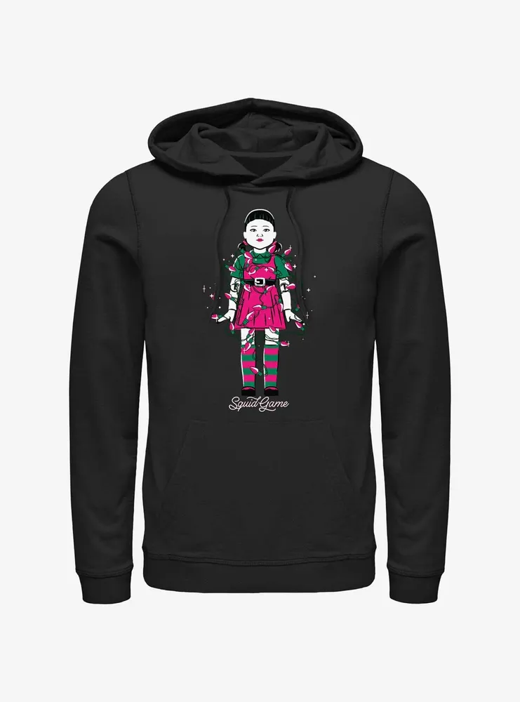 Squid Game Young-Hee Doll Christmas Lights Hoodie