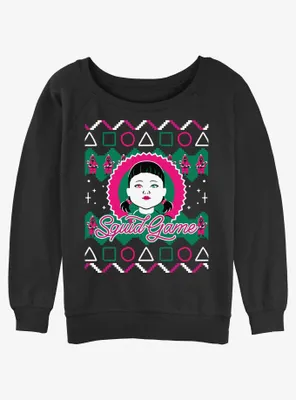 Squid Game Young-Hee Doll Ugly Christmas Womens Slouchy Sweatshirt