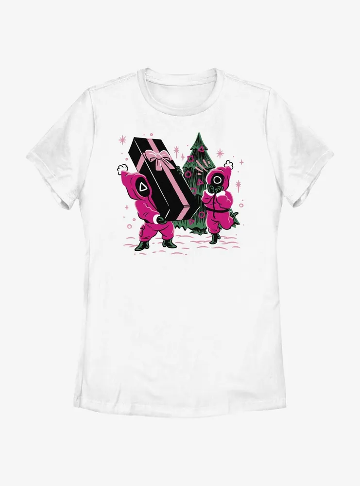 Squid Game Holiday Presents Pink Soldiers Womens T-Shirt