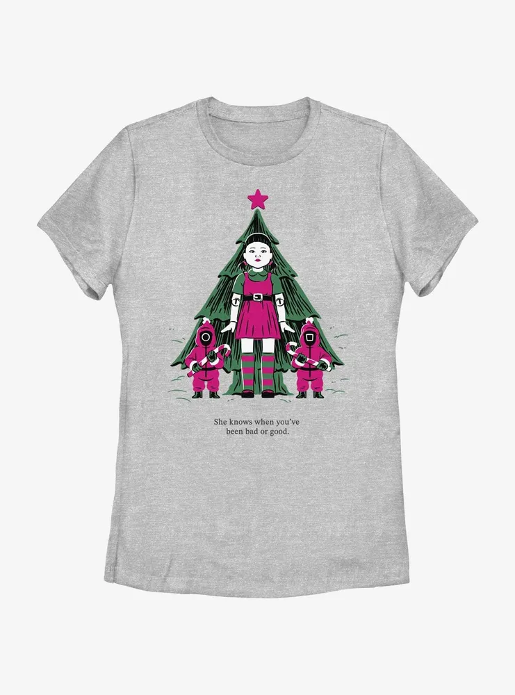 Squid Game Christmas Young-Hee Doll Knows Womens T-Shirt