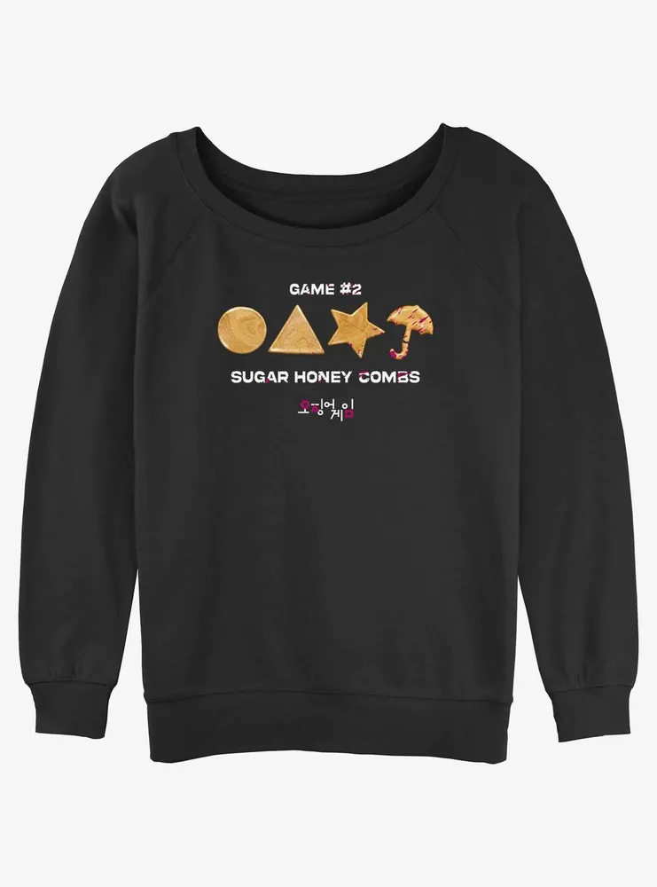 Squid Game Blood Spatter Honey Comb Womens Slouchy Sweatshirt