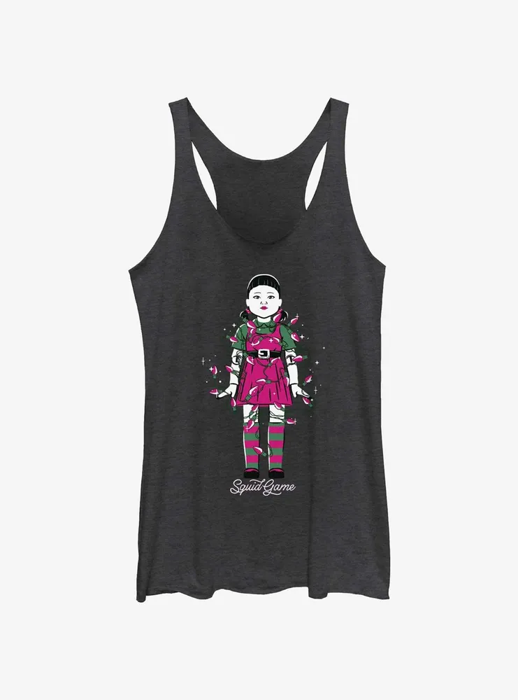 Squid Game Young-Hee Doll Christmas Lights Womens Tank Top