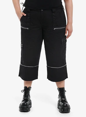 Social Collision Black Stud Grommet Zip-Off Cargo Shorts Plus