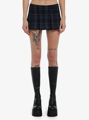 Navy & Dark Green Plaid Micro Mini Skort