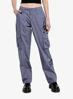 Slate Grey Butterfly Filigree Girls Cargo Pants