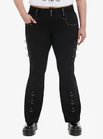 Black Stud D-ring Flare Pants Plus