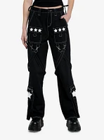 Black Stars & Straps Girls Skate Pants