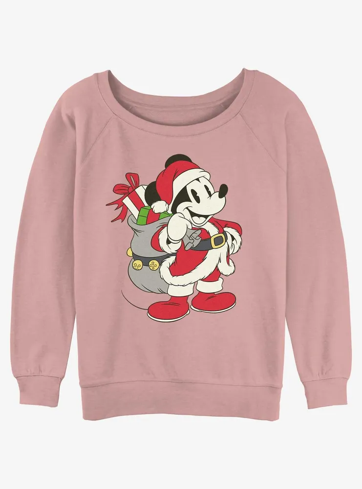 Disney Mickey Mouse Santa Girls Slouchy Sweatshirt