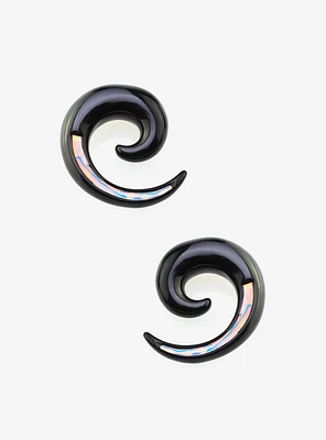 Acrylic Black Opalite Spiral Taper Plug 2 Pack