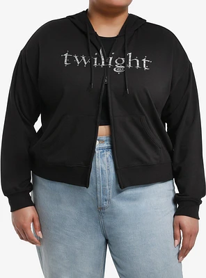 The Twilight Saga Edward Rhinestone Girls Crop Hoodie Plus