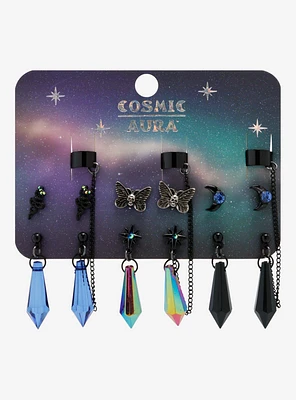 Cosmic Aura Mystical Crystal Cuff Earring Set