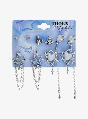 Thorn & Fable Star Heart Planet Drop Earring Set