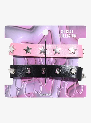 Social Collision Star & Spike Stud Cuff Bracelet Set