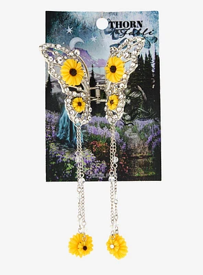 Thorn & Fable Sunflower Butterfly Chain Claw Hair Clip