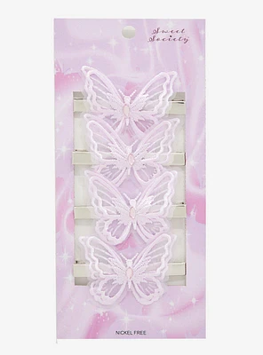 Sweet Society Pink Mesh Butterfly Hair Clip Set