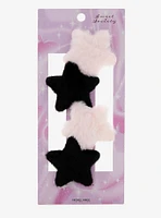 Sweet Society Pink & Black Fuzzy Star Hair Clip Set