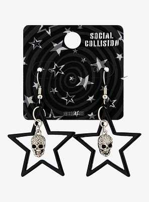 Social Collision Rhinestone Skull Star Pendant Earrings