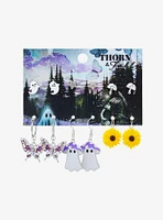 Thorn & Fable Ghost Sunflower Mushroom Earring Set