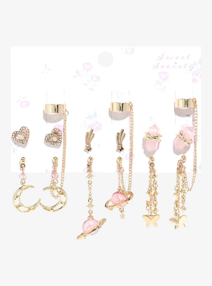 Sweet Society Pink Planet Celestial Cuff Earring Set