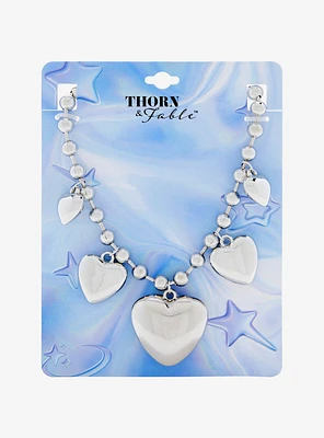 Thorn & Fable Bubble Heart Charm Ball Chain Necklace